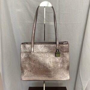 DKNY Commuter Medium Metallic Leather Tote